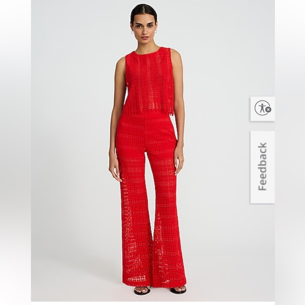 Express Flare red Clover Lace Matching Set - tank top and flared pants - XL/14